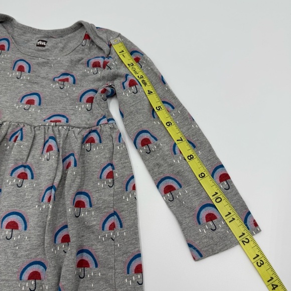 Tea Collection Baby Girls Gray Rainbow Umbrella Rain Dress 18-24 months Cotton - Picture 9 of 10